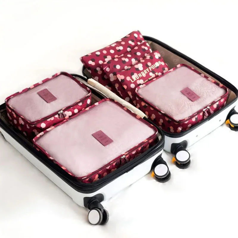 organisateur voyage nylon fleur rose gris rouge kaki vert violet marron orange noir beige transparence pratique elégant compression vêtement cosmétique toilette