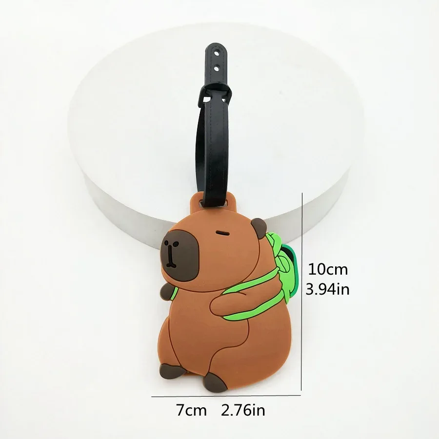 étiquette bagage pvc animaux dessin animé capybara poule jaune silicone souple voyage format petit
