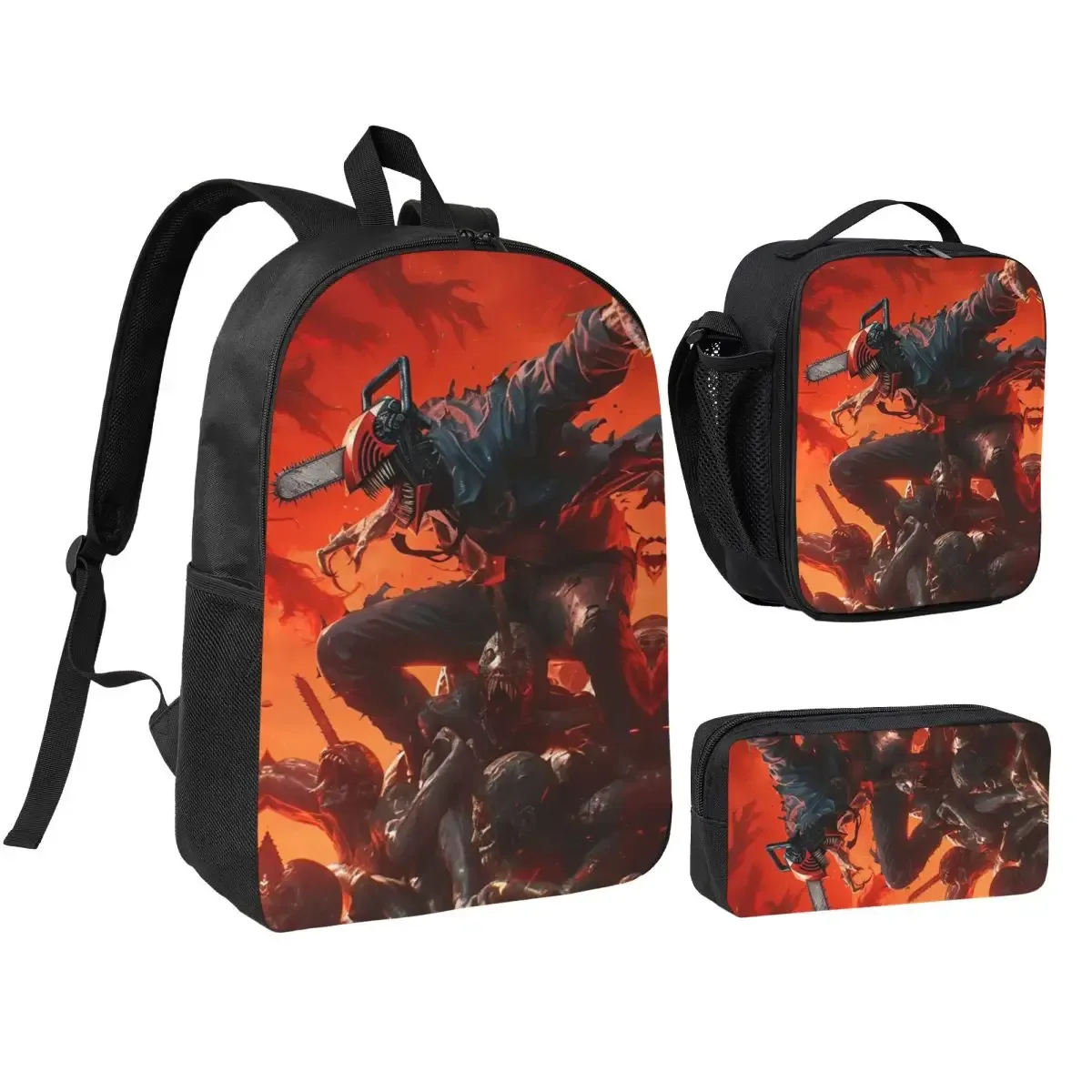 sac dos polyester noir motif graphique format rectangulaire bandoulière grande capacité voyage école université travailler transport documents ordinateur portable luncheon sac crayons