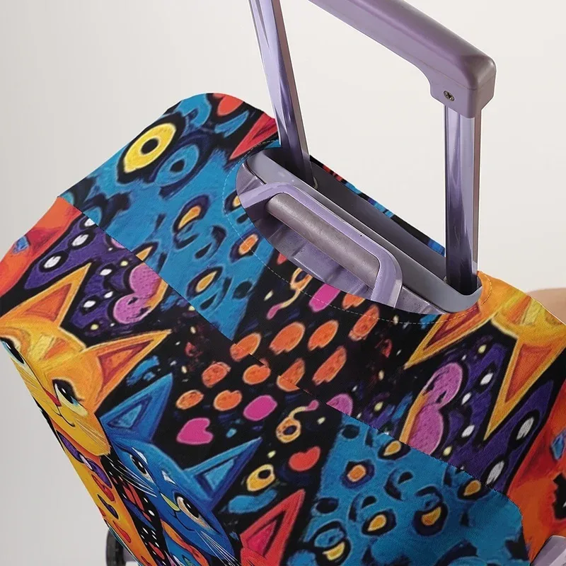 housse de protection pour bagages à motif d'ombre de chat arc-en-ciel coloré, adaptée aux housses de bagages de 18 à 32 pouces, aux gants de protection pour poignée de bagage, tra