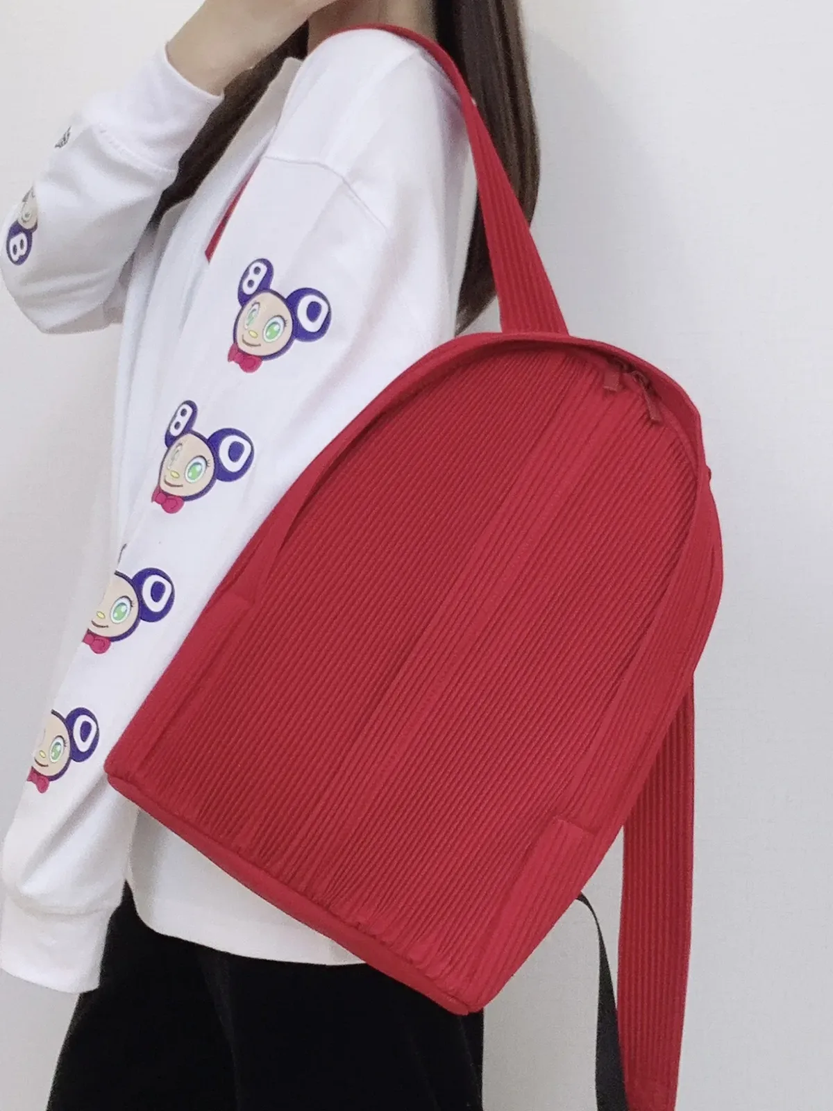 yudx-sac à dos plissé à épaules avec fermeture éclair, couleur unie, design décontracté, voyage, école, sortie, nouvelle collection 2024