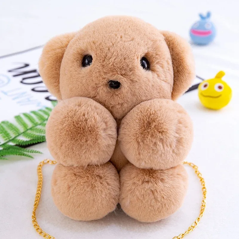 nouveau ours en peluche sac à dos à bandoulière fille sac de messager créatif mignon sac à chaîne belle moelleux fille dessin animé sac