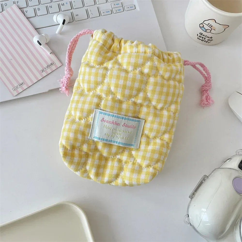 pochette de maquillage matelassée à motif étoile avec cordon de serrage, pochette de rangement souple pour appareil photo, rouge à lèvres, petit organisateur d'électronique