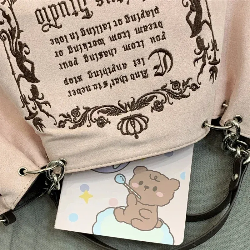 sac à main gothique rétro de grande capacité avec lettres brodées pour femme, sacoche à bandoulière souple de marque, livraison gratuite