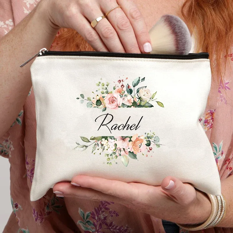 trousse à cosmétiques personnalisée avec nom, meilleur cadeau pour les enseignants de demoiselle d'honneur, femme, sœur, trousse de maquillage personnalisée, trousse de toilette tendance pour femmes