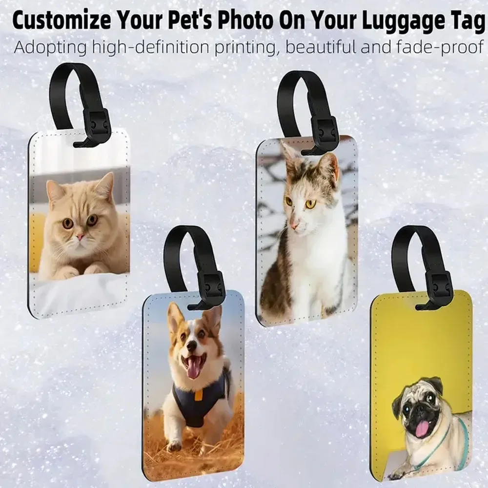 étiquettes de bagage en cuir avec photo personnalisée, étiquettes de carte d'embarquement, signes à motifs colorés personnalisés, un cadeau pour la famille des amis