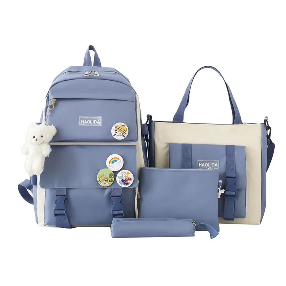 ensemble de 4 pièces : sac à dos multifonctionnel 4 en 1, grande capacité, tendance, décontracté, respirant, pour l'école et l'université.