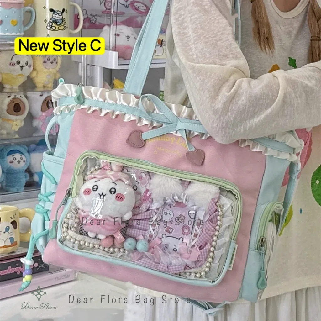 y2k mignon japonais ins ita sac lolita fille fourre-tout transparent sac à bandoulière grande capacité sac à bandoulière décontracté bricolage affichage sacs à main