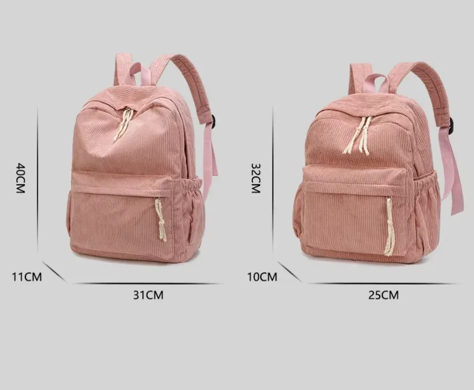 sac à dos scolaire personnalisé 2026 nouvelle mode en velours côtelé avec fermeture éclair lisse, nom unique, grande capacité, sac à dos de voyage, sac à dos de randonnée