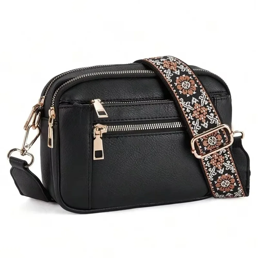 sac à bandoulière multifonctionnel rétro, fermeture éclair, sangle réglable, petit sac carré