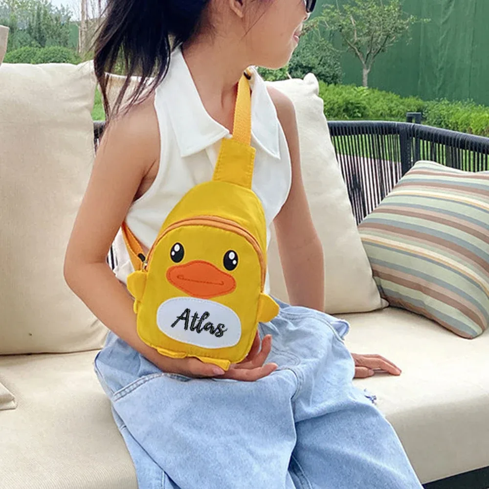 sac à bandoulière en forme de canard de dessin animé, broderie personnalisée, cadeau fait à la main, pour bébé, nouvelle collection