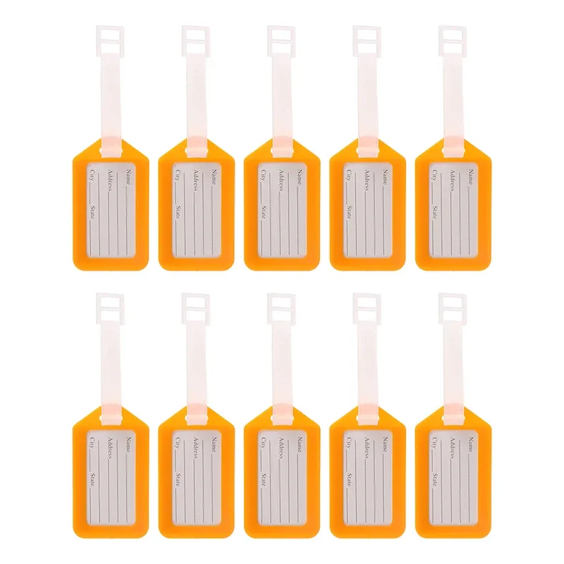 étiquettes de bagage en plastique pour hommes et femmes, étiquette de bagage, porte-nom, adresse d'identification de valise, accessoire de voyage, expédition d'embarquement, 10 pièces