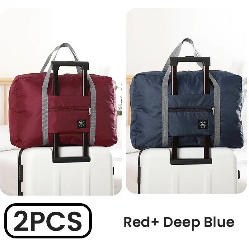 lot de 2 sacs de voyage pliables pour bagage cabine, sac de week-end, sac de nuit, sac de transport pour hôpital, sac de sport, bagage à main
