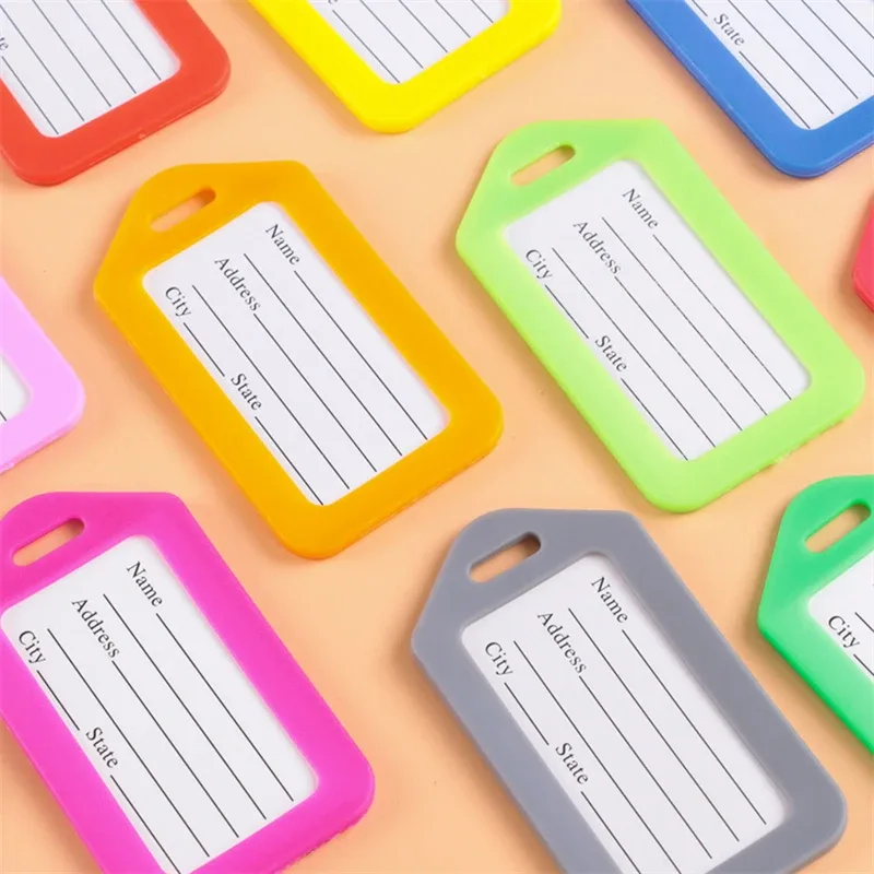 étiquettes de bagage en plastique, étiquette de valise, étiquettes de sac, nom, adresse, étiquette d'identification, accessoires de voyage, 20 pièces