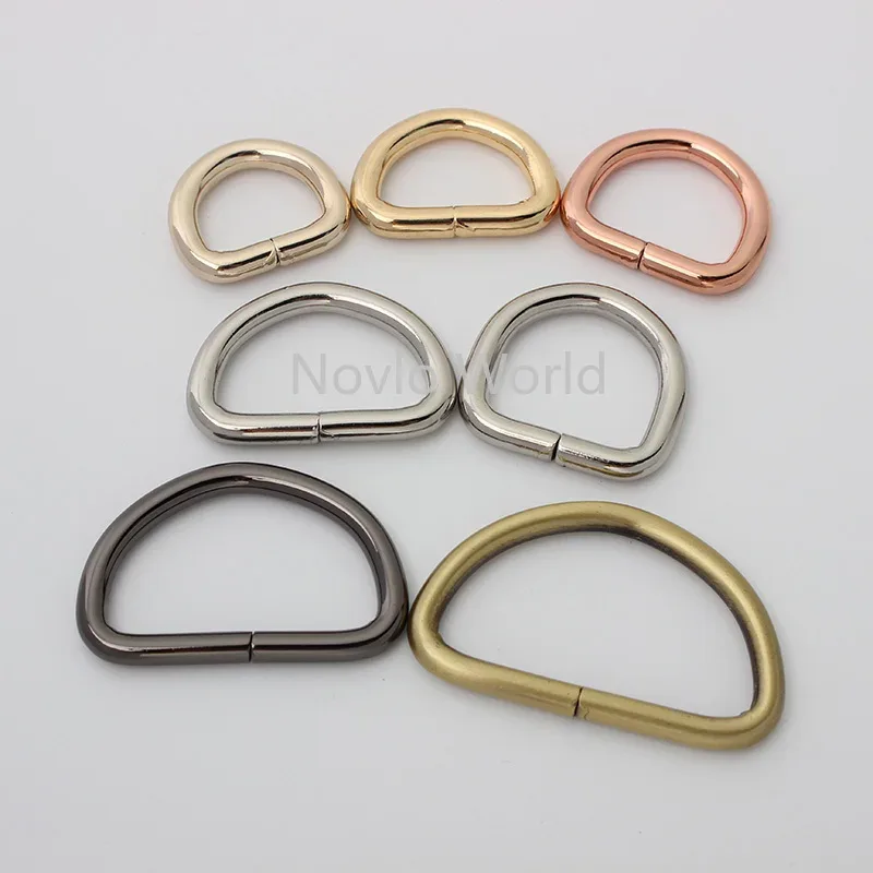 anneau en d non soudé en or rose, 50 pièces, 7 tailles, fil de 4.0mm, 16-20-25-32-38mm, pour valise, anneau en d à bord rond, accessoires pour sac à main