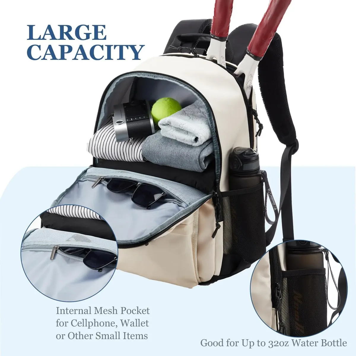 sac de raquette personnalisé avec logo imprimé, sac à dos de raquette de sport, sac de rangement de grande capacité pour chaussures, compartiment indépendant