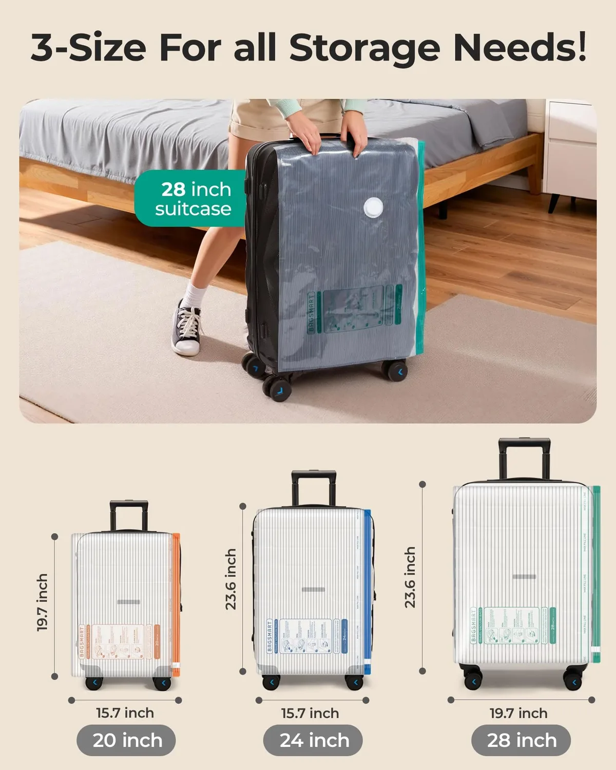 sacs sous vide bagsmart pour le voyage avec pompe à air rechargeable, sacs de compression portables pour économiser de l'espace, sacs sous vide pour vêtements