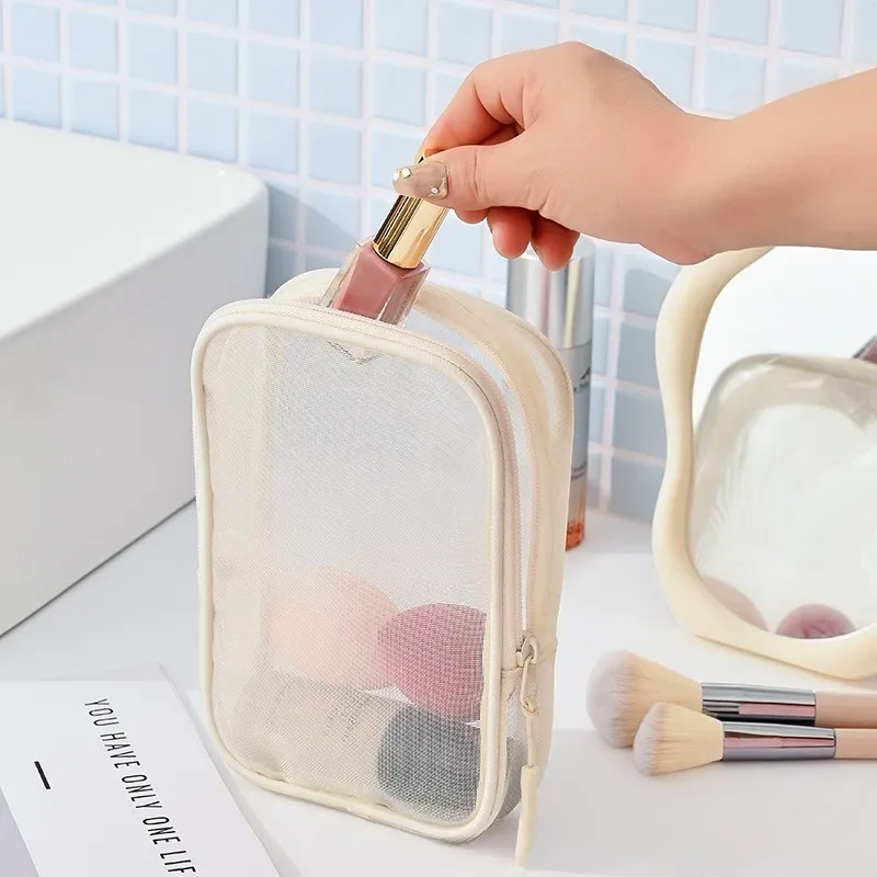 sac de rangement de maquillage, trousse de toilette de voyage, soins de la peau, rasoir, brosse à dents, pour femmes et hommes, sac de lavage cosmétique en maille, nouvelle collection 2025