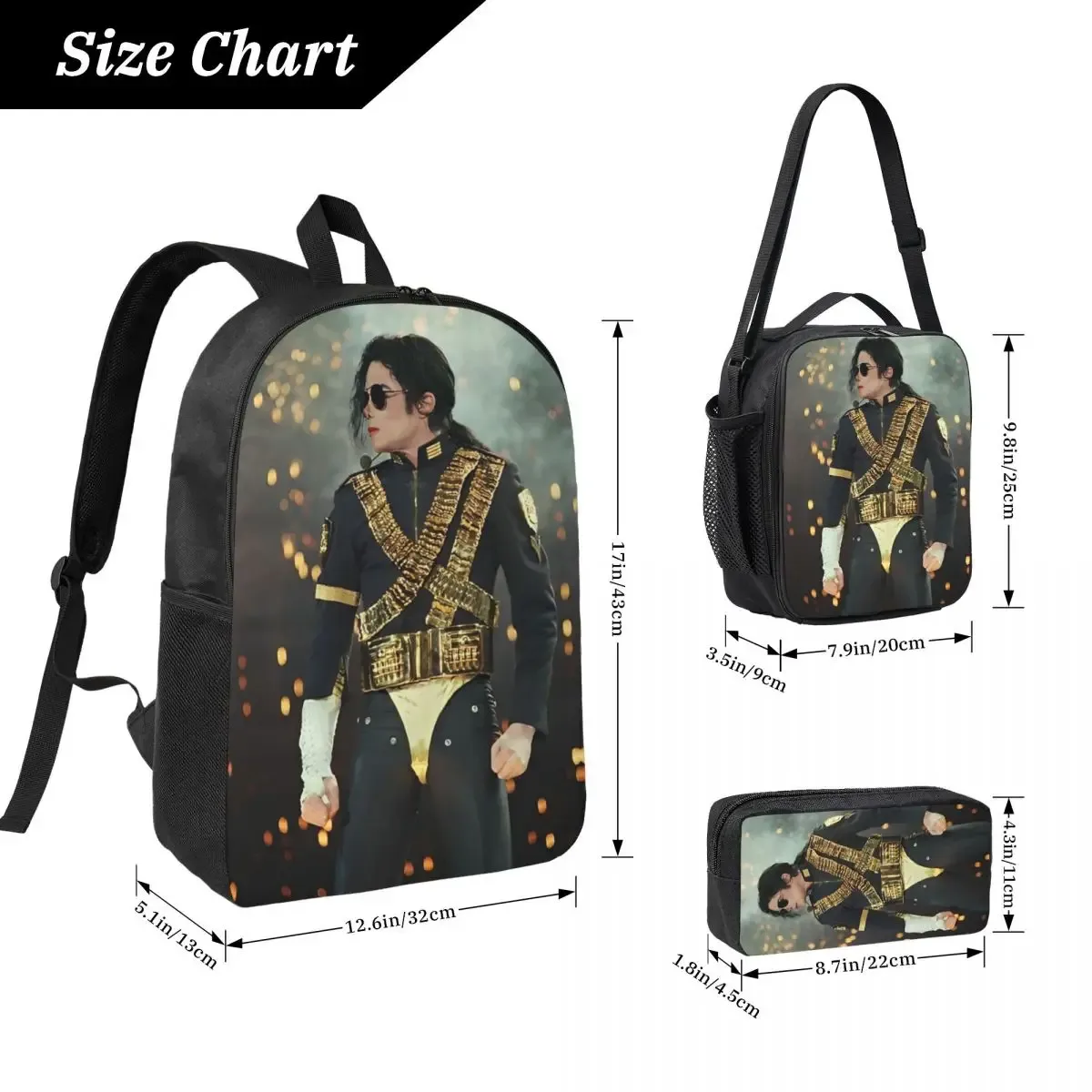 sac à dos 3 pièces/ensemble 261 mj dangerous tour pour étudiant, sac à bandoulière, sac à déjeuner, trousse à crayons