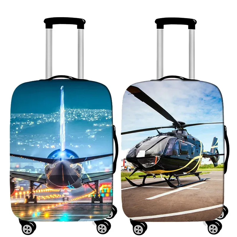 juste de valise de voyage 3d en tissu élastique, housse de protection pour bagages, housse épaisse pour valise à roulettes, accessoire de voyage, avion, 18-32 pouces
