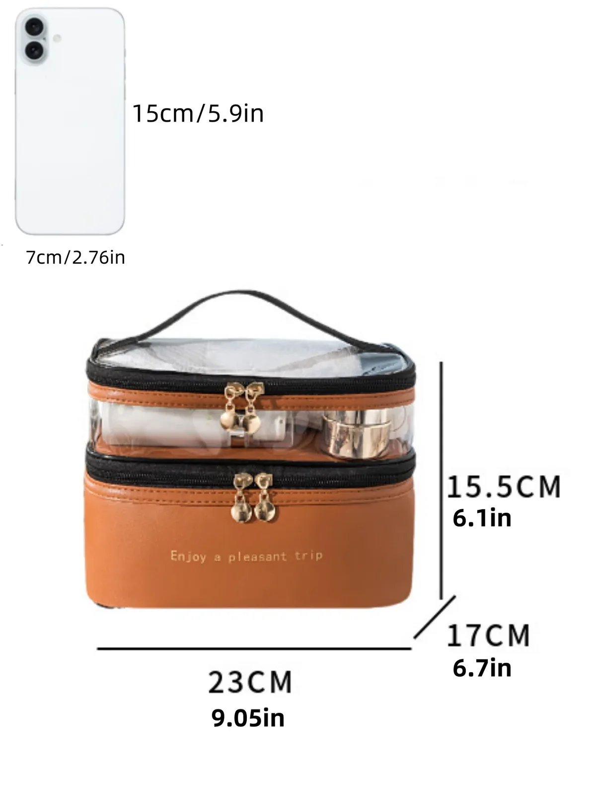 sac à cosmétiques portable de grande capacité, sac de toilette double transparent, sac de maquillage étanche, sac de rangement de voyage