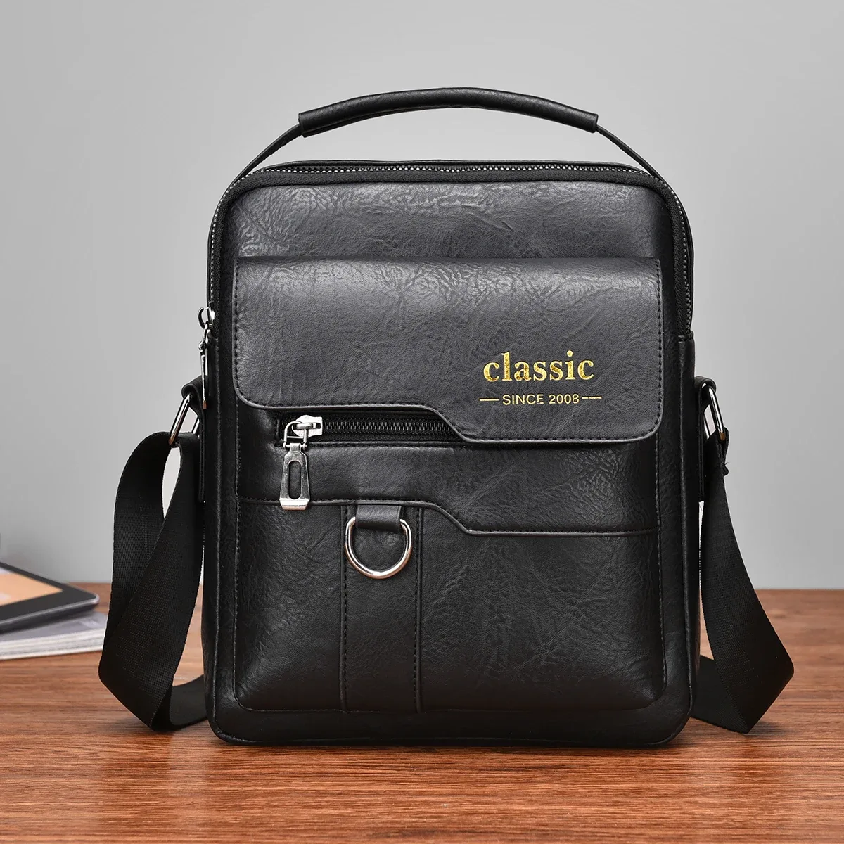 sac à bandoulière en cuir pour hommes, marque de luxe, sacs à main marron business, grande capacité, sacoches latérales, nouvelle collection 2024
