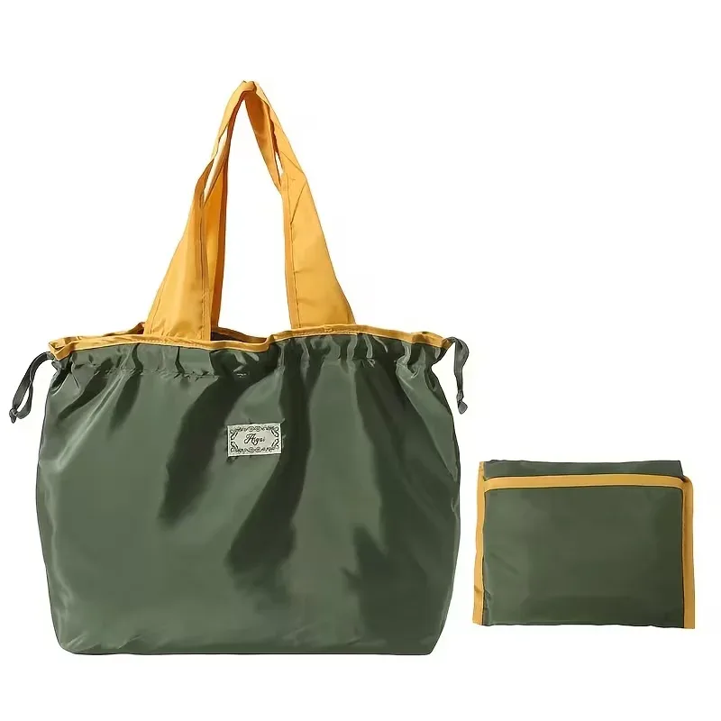 sac fourre-tout pliable de grande capacité pour épicerie, salle de sport, voyage – fermeture légère à cordon avec impression géométrique