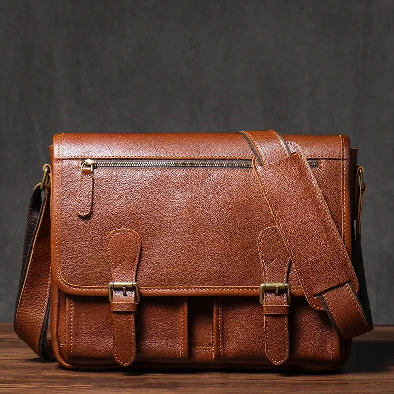 guro-sac messager en cuir de cheval pour homme, véritable, luxe, sac à bandoulière lancé, bureau, étui à bombes, 12.9 pouces, vintage, elin