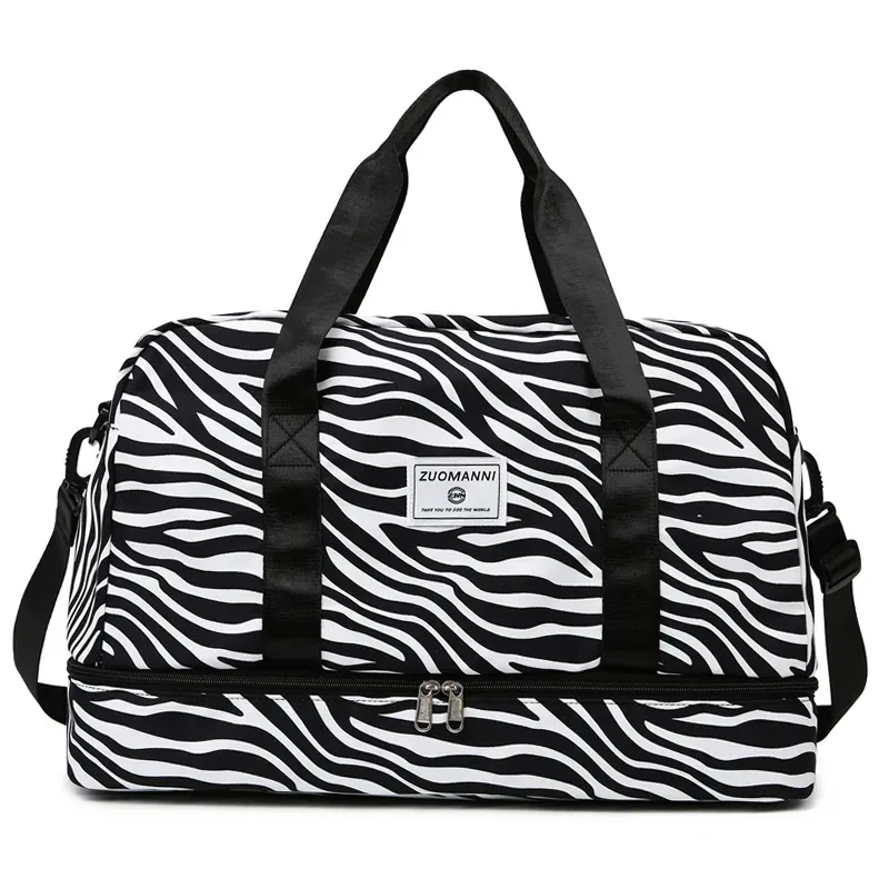 sac de voyage imperméable et tendance pour le sport, sac de rangement portable en nylon pour vêtements de sport pour femmes, pochette de gym multifonctionnelle avec séparation sec/humide.