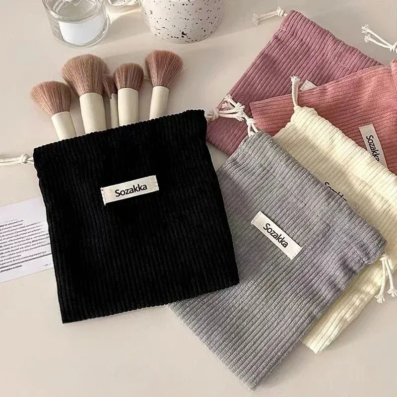 sac à cosmétiques à cordon de couleur unie, 1 pièce, pochette de voyage pour cosmétiques, rouge à lèvres, bonbons, sac d'emballage cadeau de noël, sac de rangement
