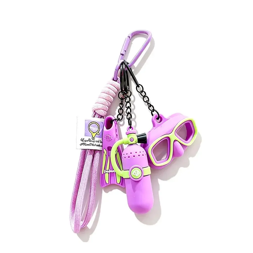 porte-clés thème plongée 3d mini équipement de plongée pendentif sac bouteille d'oxygène plongeur palmes lunettes anneau porte-clés aventure océanique pour sac à dos