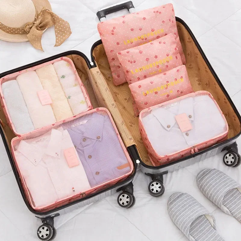 organisateur voyage nylon fleur rose gris rouge kaki vert violet marron orange noir beige transparence pratique elégant compression vêtement cosmétique toilette