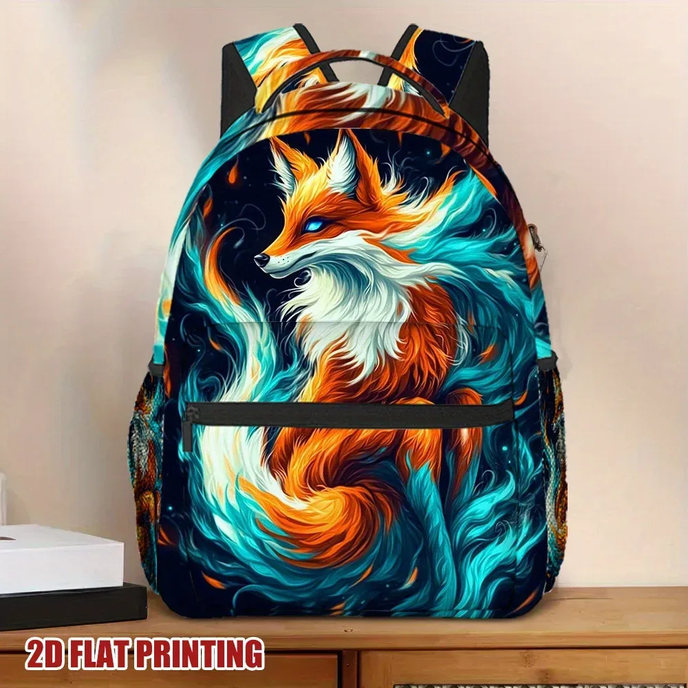 sac à dos imprimé renard, fermeture éclair légère, adapté à l'école, sac à dos compact et fonctionnel avec sac à dos décontracté fox