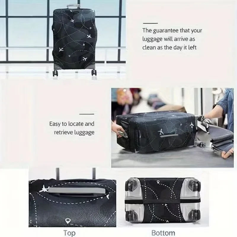 valise noire durable à motif avion pour bagages de 18 à 32 pouces, accessoires de voyage essentiels, protection pour valise