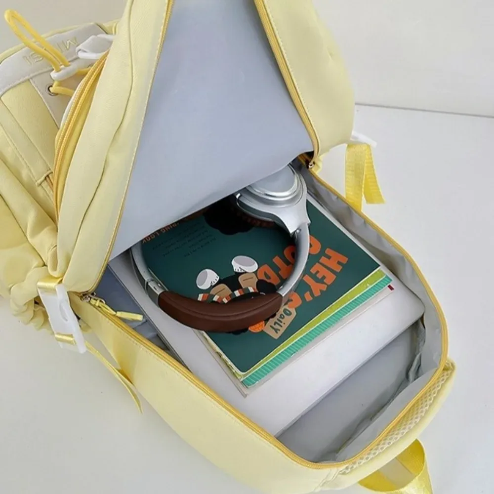 sac à dos scolaire de style preppy à plusieurs compartiments, grande capacité, multi-poches, fermeture éclair, léger, motif à carreaux, sac à dos de jour à blocs de couleurs.