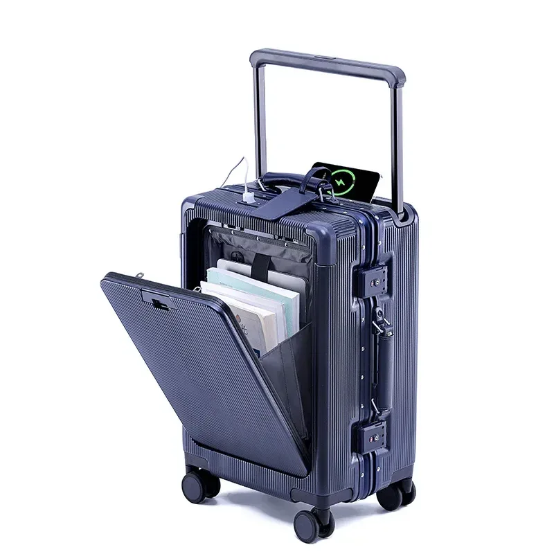 valise de voyage 24'26 pouces, cadre en aluminium, valise à roulettes large, bagage cabine avec porte-gobelet, valise à roulettes 20 pouces