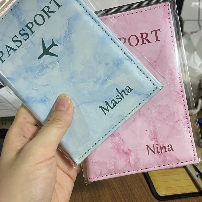 gravure laser personnaliser nom porte-passeport portefeuille de voyage étui à patten en marbre pour passeports couverture de passeport avec noms personnels