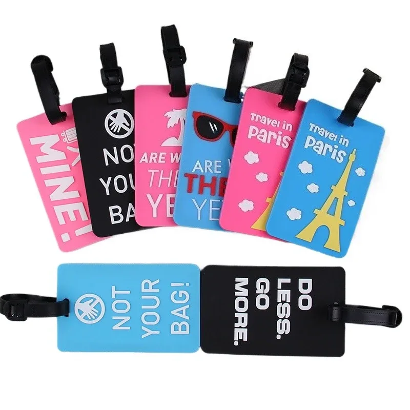 Étiquette de voyage en PVC souple pour hommes et femmes, étiquette de nom de valise, étiquettes d'avion, accessoires de voyage de vacances