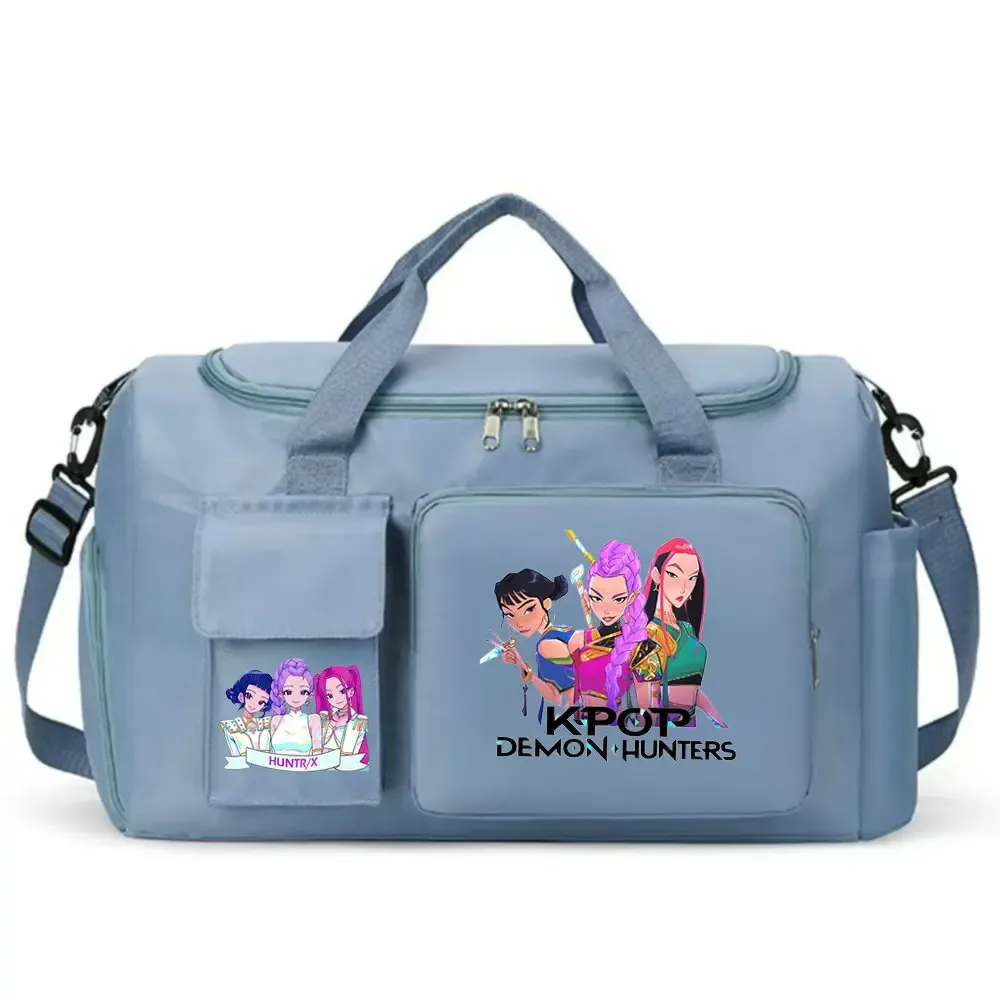 kpop demon hunters – bagage à main de grande capacité pour filles et garçons, sac de sport et de fitness avec séparation sec-humide, sac de voyage pour courtes distances