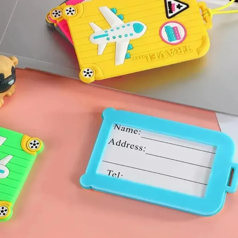nouvelles étiquettes de bagages, accessoires de voyage, étiquettes de valise en silicone, étiquettes d'identification pour bagages de voyage et de ski, carte d'embarquement, passeport