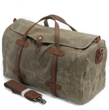 sac de voyage vintage en toile cirée pour homme, grand sac de voyage à main, sac de week-end, sac messager, grand sac fourre-tout pour la nuit.