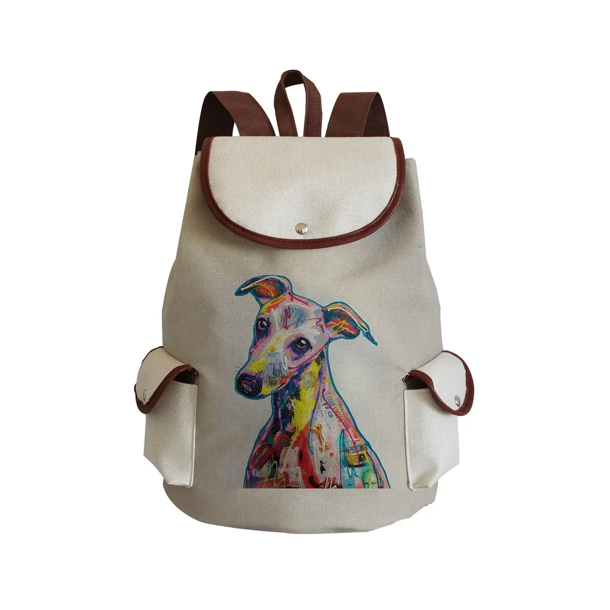 sac à dos personnalisé avec peinture à l'huile et imprimé de chien lévrier, sacoche de styliste durable pour shopping et voyage, accessoire d'extérieur décontracté pour femme