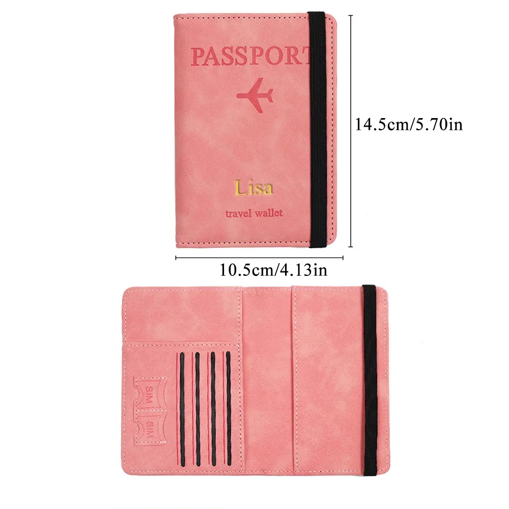 porte-passeport rfid personnalisé en pu pour homme, 2 styles d'enveloppes, motif avion imprimé, portefeuille de passeport antivol, minimaliste