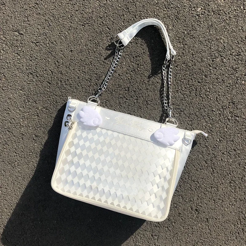 lolita – sac à main en relief pour femmes, doux et mignon, lettres d'été, grande capacité, sac anti-douleur pour filles, sacs à dos décontractés en satin violet clair