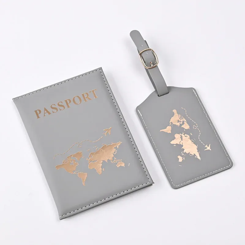 couvertures de passeport de modèle de carte d'unité centrale, ensemble d'étiquette de bagage, protecteur de passeport, étiquettes de bagage, portefeuille de passeport, clip de billet de vol, nouveau, 2024