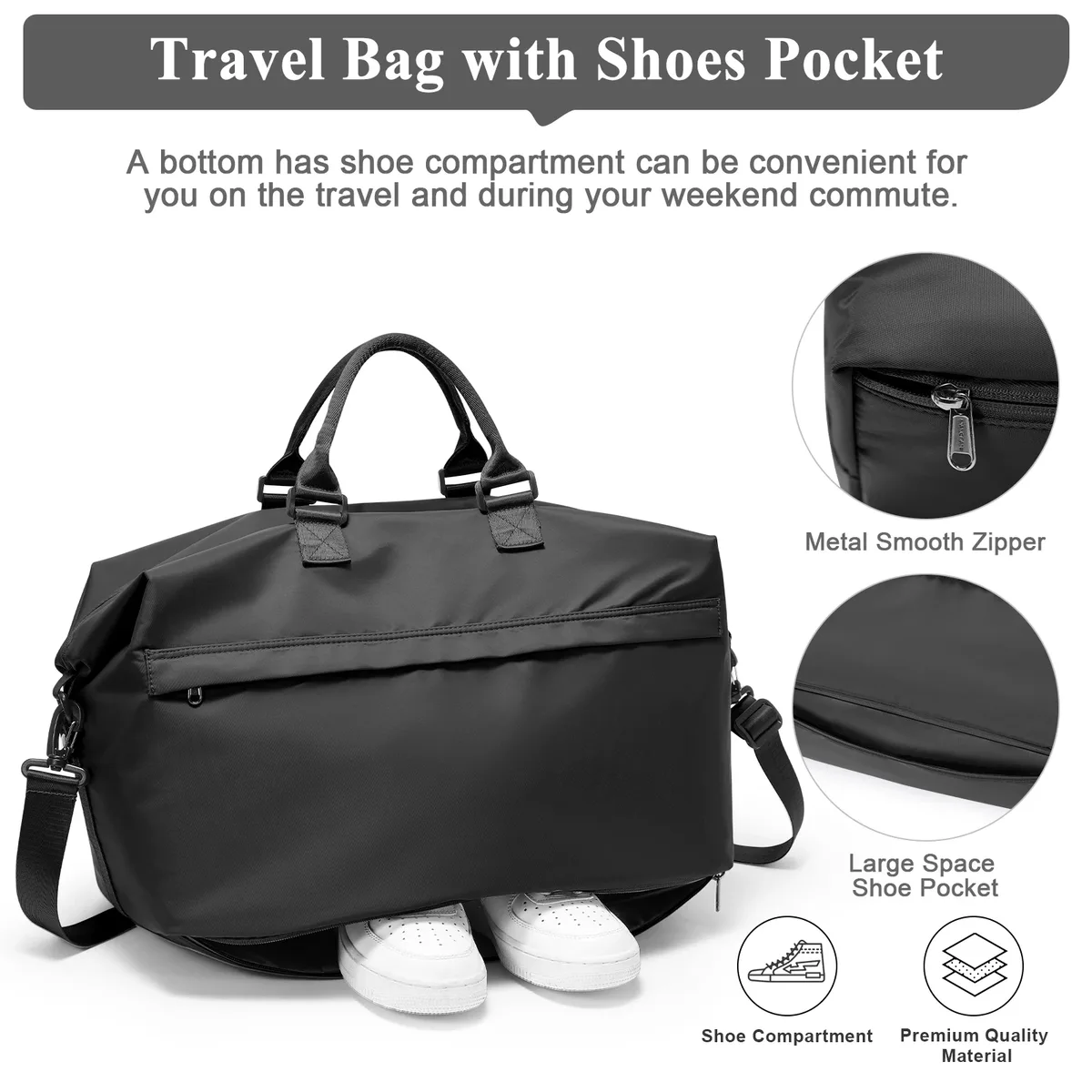 sac de voyage pliable, grand sac de sport pour femmes et hommes, sac de voyage avec compartiment pour chaussures, sac de fitness imperméable