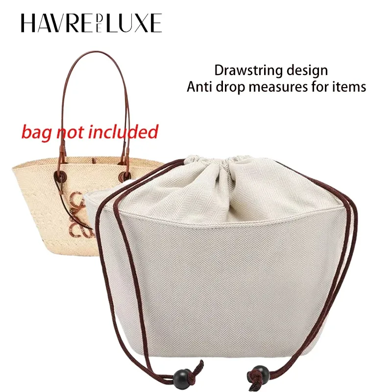 organisateur de sac à cordon de serrage tridimensionnel pour panier picotin, sac tissé en paille, support intérieur, accessoire pour sacs bien structurés