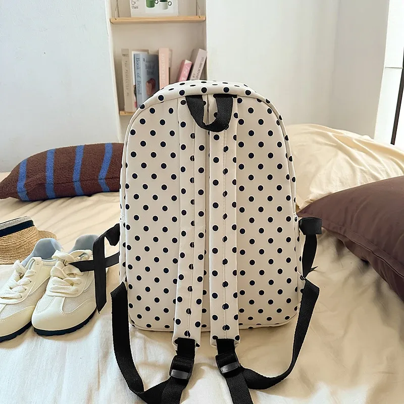 sacs à dos à pois pour femmes, sacs d'école à nœud de grande capacité pour adolescentes, sacs de loisirs ou de voyage en nylon doux, nouveau paquet de livres 2025