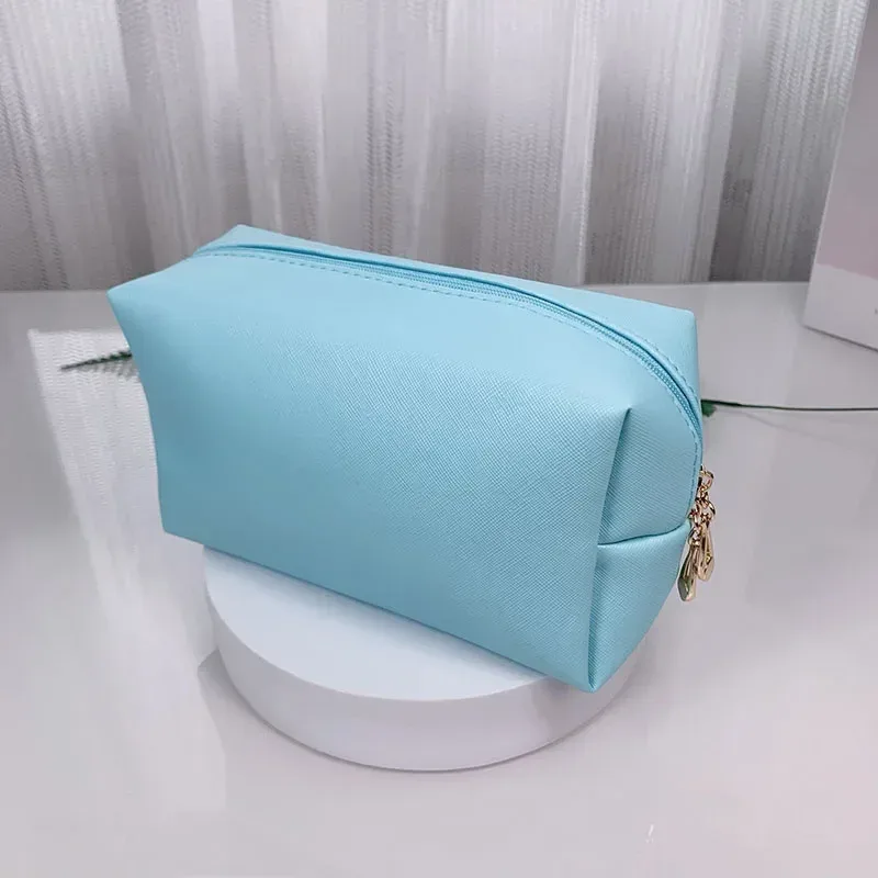 sacs à cosmétiques en cuir pu avec fermeture éclair pour femme, trousse de maquillage, étui à rouge à lèvres, trousses de toilette étanches, petit et grand, mode féminine, 1pc