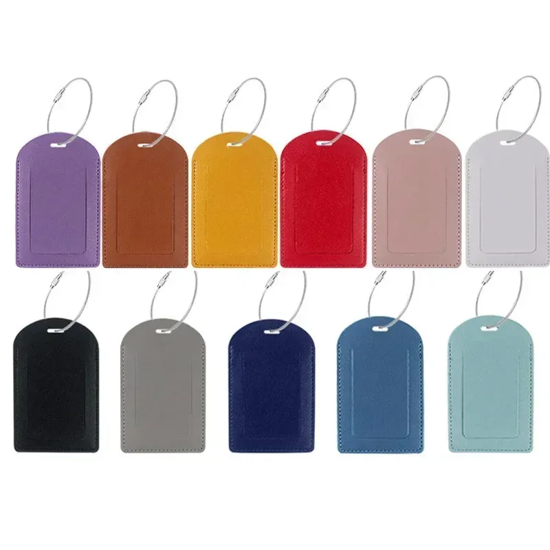 étiquettes de bagage en cuir pu pour femmes et hommes, nom de voyage, porte-adresse d'identification, étiquette d'adresse de valise, sac d'embarquement, accessoires
